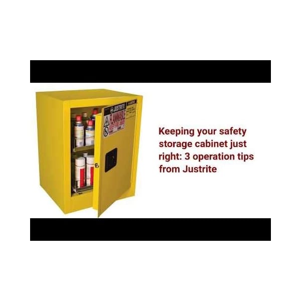 Justrite SAFETY CABINET 17 GAL 1 SHELF YELLOW - JT8917008