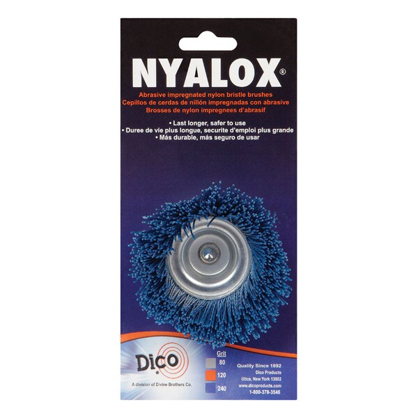 Dico Dico Nyalox 2.5 in. D X 1/4 in. X 1/4 in. D Crimped Nylon Mandrel Mounted Cup Brush 4500 rpm 1 pc - 541-786-2-1/2