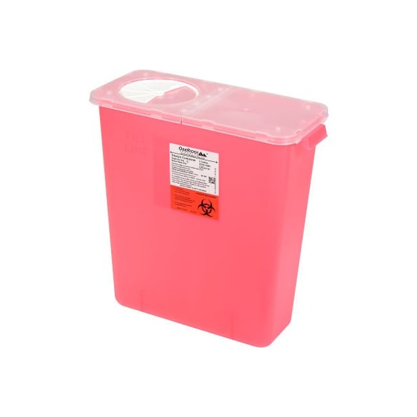 Oakridge Products-113906 Oakridge Products 3 Gallon Sharps Container w/ Split Rotor Lid, Red - 0330-150R