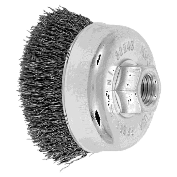 Pferd 82243 2-3/4in Crimped Wire Cup Brush .014 CS Wire 5/8-11 ext. - 82243-PFERD
