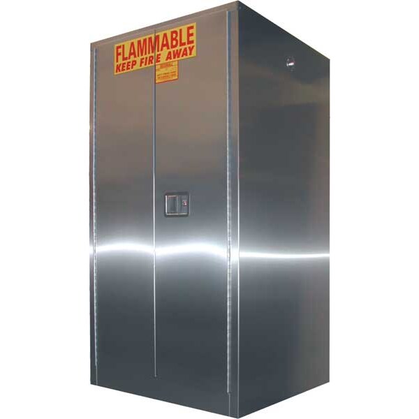 Securall Stainless Steel Flammable Storage, 60 gal, 2 Shelves, Stainless Steel, 31 in W x 65 in H x 31 in D - A160-SS