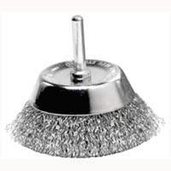 Weiler Wire Cup Brush, 1-3/4 in Dia, 1/4 in Arbor/Shank, Steel Bristle - 36417