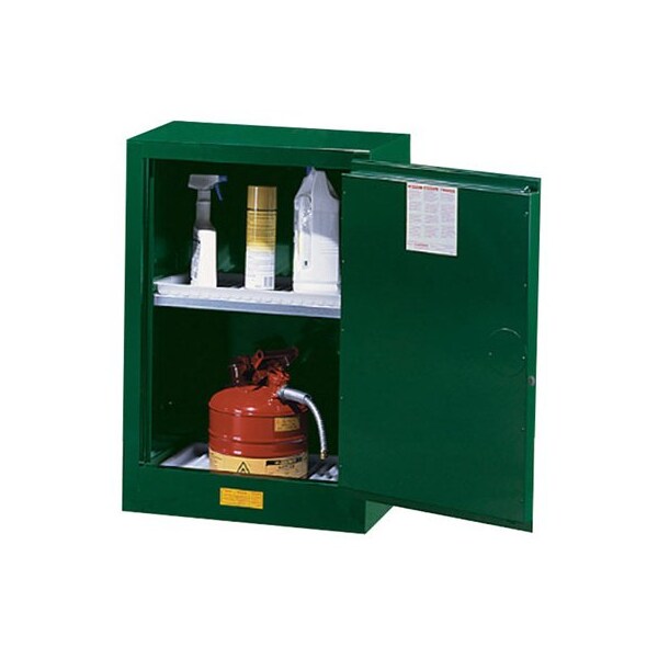 Justrite 12 gal, 1 Shelves, 18-Gauge Steel, 23.25 in W x 35 in H x 18 in D, Green - JT891204