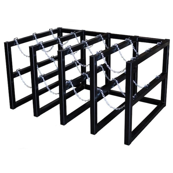 Justrite Cylinder Tube Rack, 4 Wide x 3 Deep, 58"W x 38"D x 30"H, 12 Cylinder Cap. - 35156