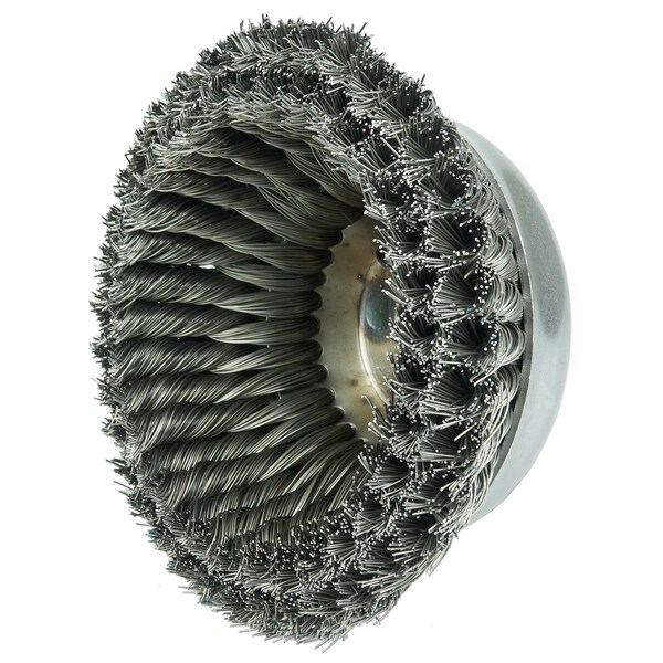 Weiler 6" Double Row Knot Wire Cup Brush .035" Steel Fill 5/8"-11 UNC Nut - 12926