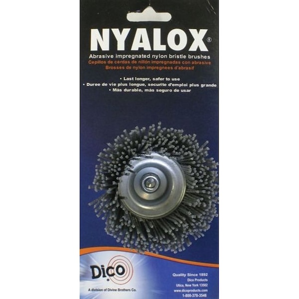 Dico Wire Cup Brush, 212 in Dia, 14 in ArborShank, Nylon Bristle - 541-774-21/2