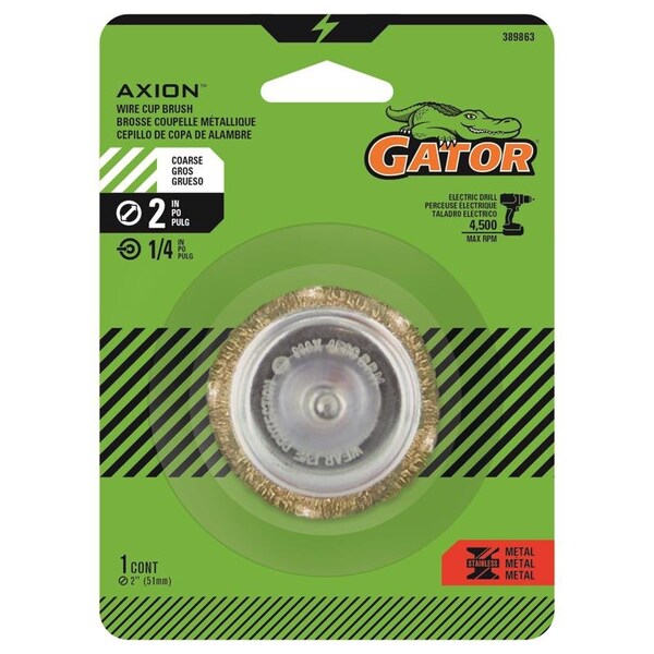 Gator Gator 2 in. Coarse Crimped Wire Cup Brush Brass Coated Steel 4500 rpm 1 pc - 389863