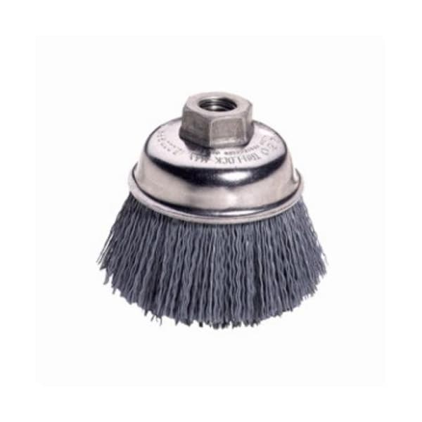 Nylox Cup Brush, Stem Mounted, 2-3/4 in Brush Dia, Crimped Filament/Wire Type, 0.04 in Filament/Wire Diame - 14404