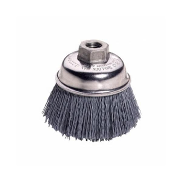 Nylox Cup Brush, Stem Mounted, 2-3/4 in Brush Dia, Crimped Filament/Wire Type, 0.04 in Filament/Wire Diame - 14404