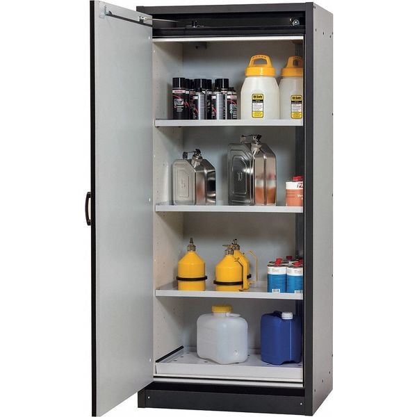 Denios/Asecos Flammables Safety Cabinet, 50 gal, 3 Shelves, Steel, 25 in W x 77 in H x 34 in D, Yellow - M31-8010