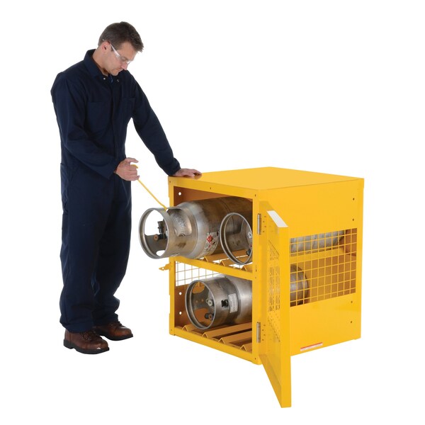 Vestil Yellow Cylinder Cabinet Horizontal 4 Cylinder Capacity - CYL-H-4
