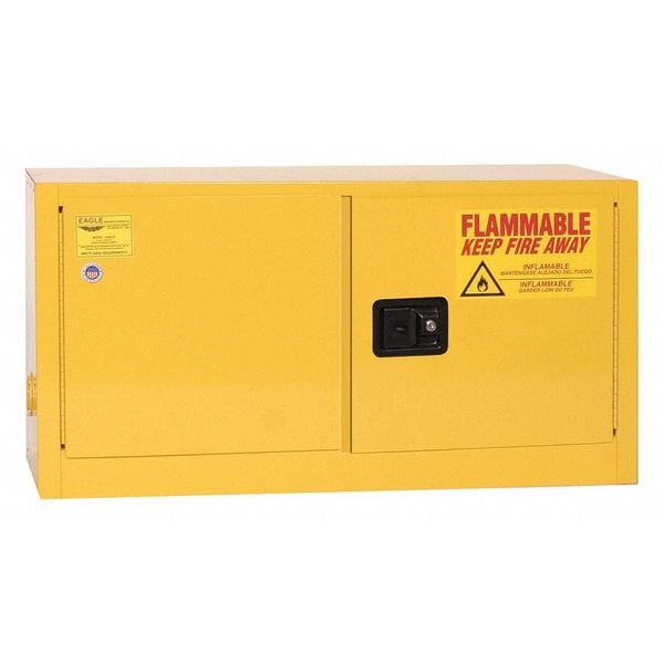 Eagle Mfg Flammables Safety Cabinet, 15 gal, 1 Shelves, Steel, 43 in W x 24 in H x 18 in D, Yellow - ADD15X