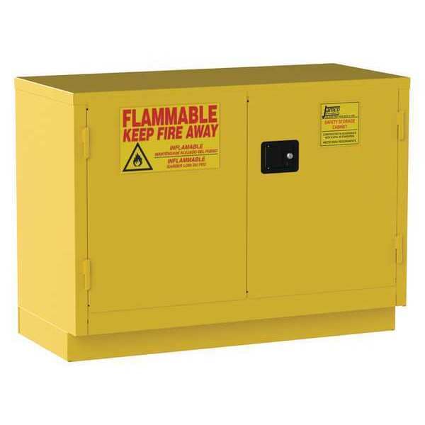 Jamco Flammables Safety Cabinet, 30 gal, 1 Shelves, Steel, 48 in W x 35 in H x 22 in D, Yellow - BT30YP
