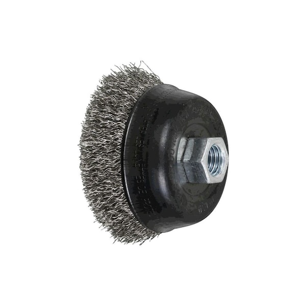 Pferd 82359 3-1/2in Crimped Wire Cup Brush .014 SS Wire, 5/8-11 Thread ext. - 82359-PFERD