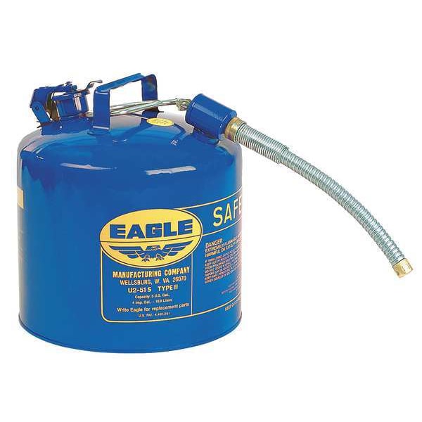 Eagle Mfg Safety Can, Galvanized steel, 5 gal, Blue, 12 1/2 in Dia., Kerosene - U251SB