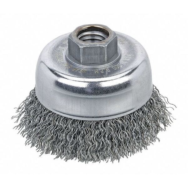 Dynabrade Wire Cup Brush, 3"x.014x5/8"-11, Steel - 78814