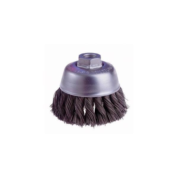 Osborn Knot Wire Cup Brush, 4 in. X .014 in.  X 5/8-11 NC, Steel, 1-1/4 in. Trim, 6,000 RPM, 1/Pack - 99040