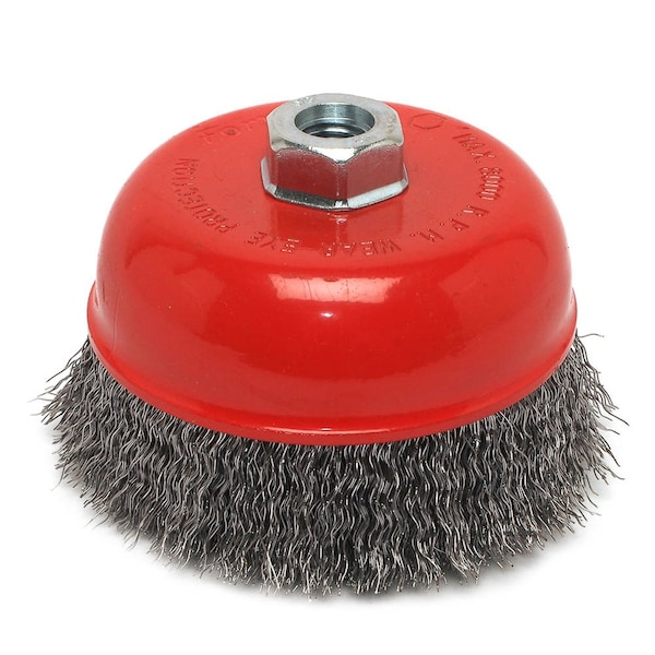 Forney Cup Brush, Crimped, 5 in x .014 in x 5/8 in-11 Arbor - 72754