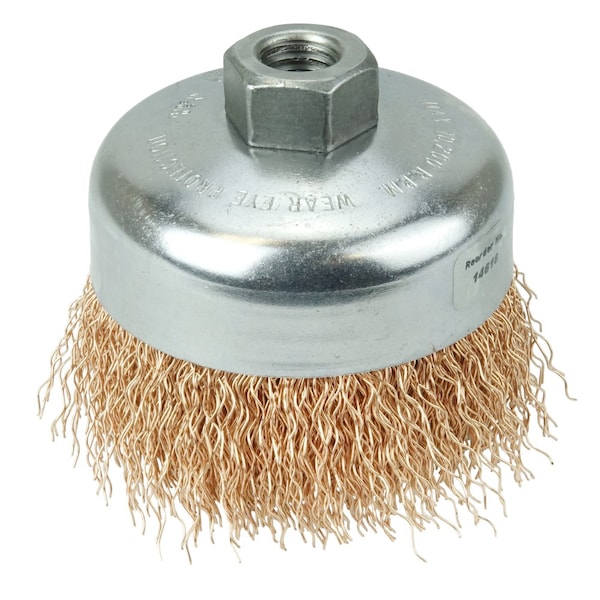 Weiler 4" Crimped Wire Cup Brush .020" Bronze Fill 5/8"-11 UNC Nut - 14616