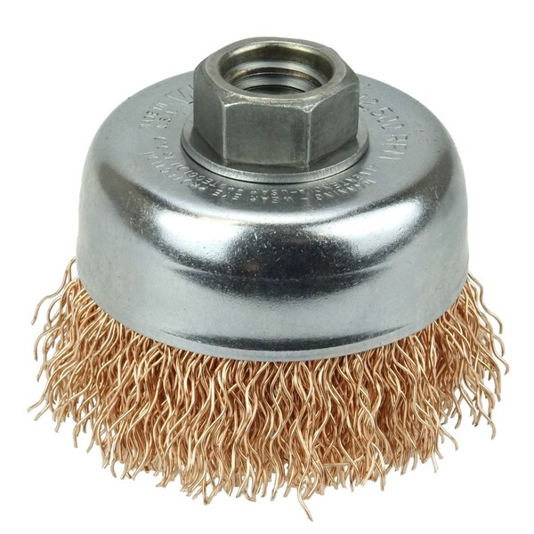 Weiler 3" Crimped Wire Cup Brush .020" Bronze Fill 5/8"-11 UNC Nut - 13231