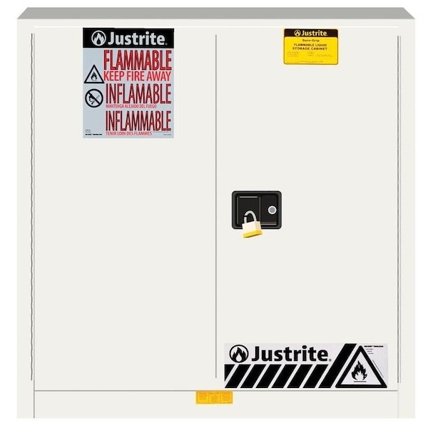 Justrite Flammable Liquid Safety Cabinet, 30 gal, 1 Shelves, Galvanized Steel, 36 in W x 35" H x 24 in D - 893305