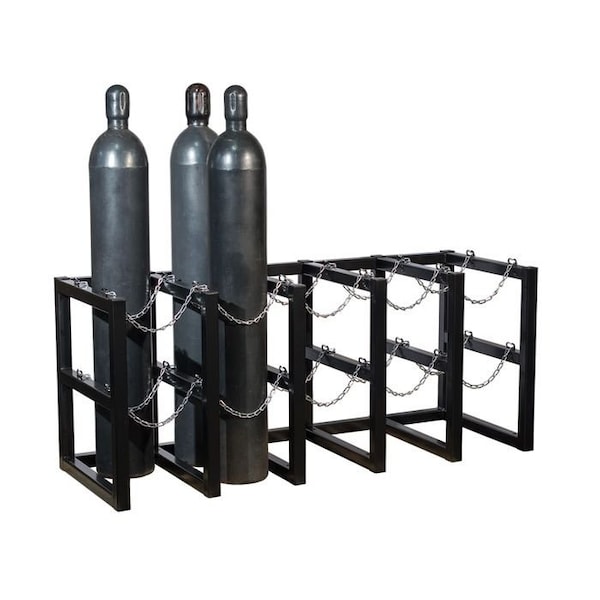 Justrite Cylinder Tube Rack, 5 Wide x 2 Deep, 72"W x 26"D x 30"H, 10 Cylinder Cap. - 35172