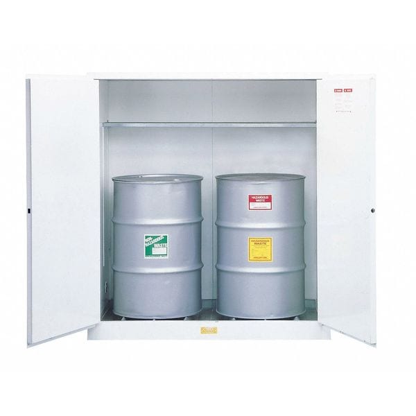 Justrite Vertical Drum Safety Cabinet, 110 gal, 1 Shelves, Galvanized Steel, 59 in W x 65" H x 34 in D - 8991053