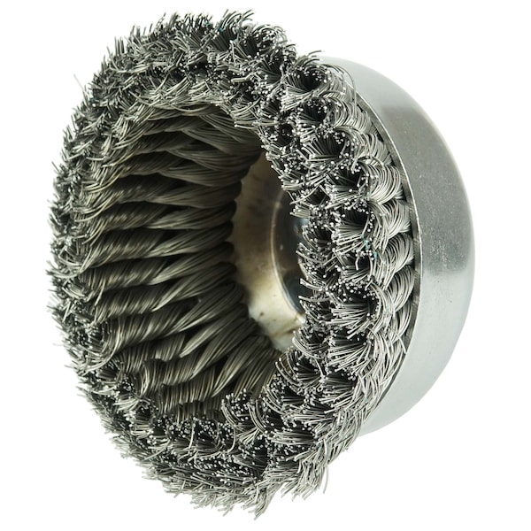 Weiler 6" Double Row Knot Wire Cup Brush .023" Steel Fill 5/8"-11 UNC Nut - 12556