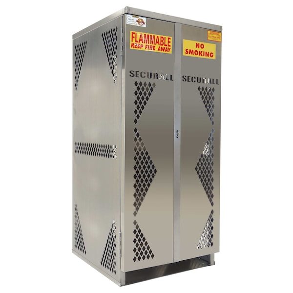Securall 10-20 Cylinder Vertical Aluminum LP & Oxygen Gas Storage Cabinet, 20 or 33 Lb, Standard 2-Door - OG20S