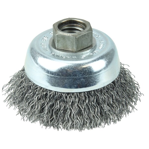 Weiler Wolverine 3" Crimped Wire Cup Brush .014" Steel Fill 5/8"-11 UNC Nut - 36231