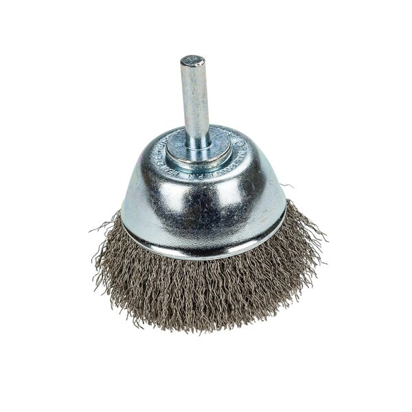 Forney Command PRO Cup Brush, Crimped, 2-1/2 in x .008 in x 1/4 in Shank - 60006
