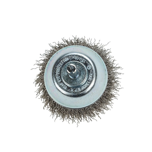 Forney Command PRO Cup Brush, Crimped, 2-1/2 in x .008 in x 1/4 in Shank - 60006