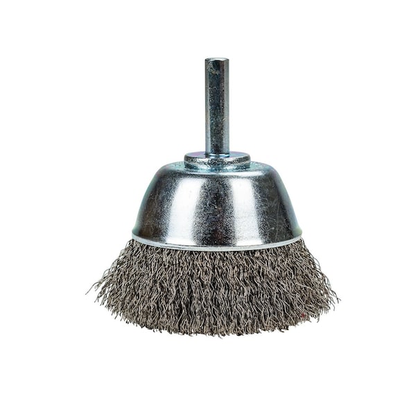 Forney Command PRO Cup Brush, Crimped, 2-1/2 in x .008 in x 1/4 in Shank - 60006