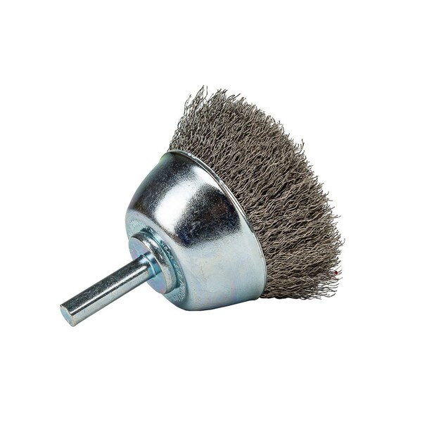 Forney Command PRO Cup Brush, Crimped, 2-1/2 in x .008 in x 1/4 in Shank - 60006