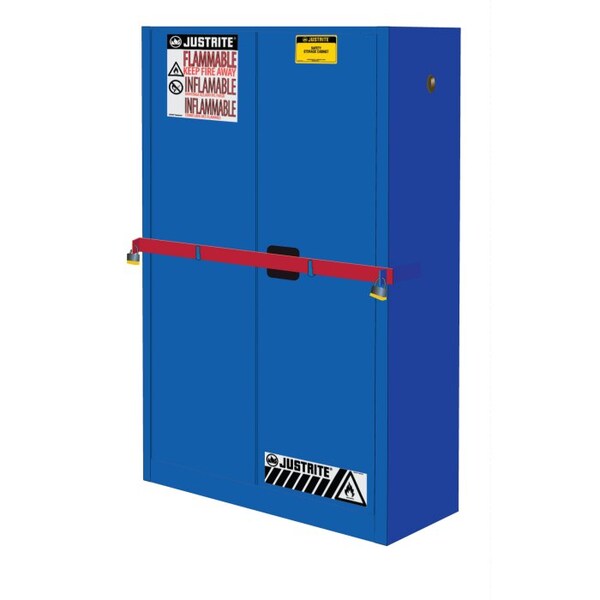Justrite 45 gal, 2 Shelves, 18-Gauge Steel, 43 in W x 65 in H x 18 in D, Blue - SC29884B