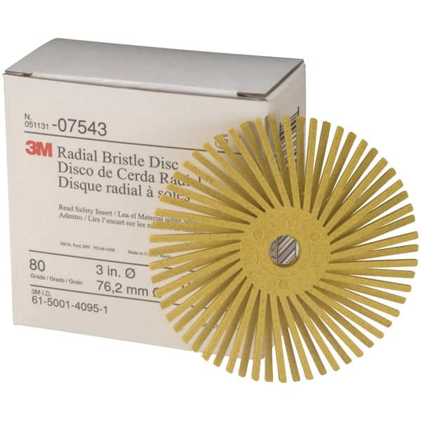 Scotch-Brite Radial Bristle Disc, 80, 3 in x 3/8 in, 4PK - RB-ZB