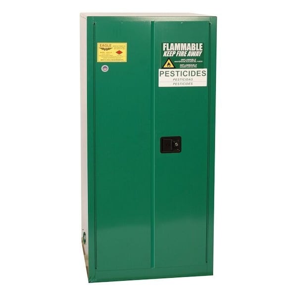 Justrite 55 gal, 1 Shelves, 18-Gauge Steel, 34 in W x 65 in H x Green - PEST2610X