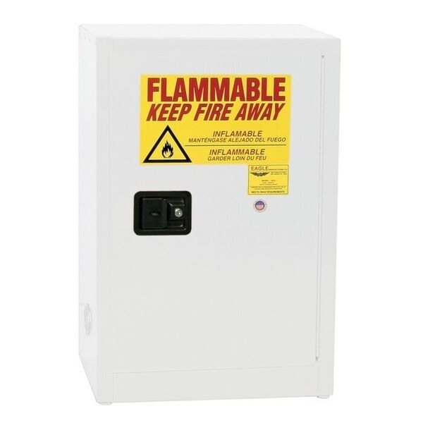 Eagle Mfg Flammables Safety Cabinet, 12 gal, 1 Shelves, Steel, 23 1/4 in W x 35 in H x 18 in D, White - 1924XWHTE