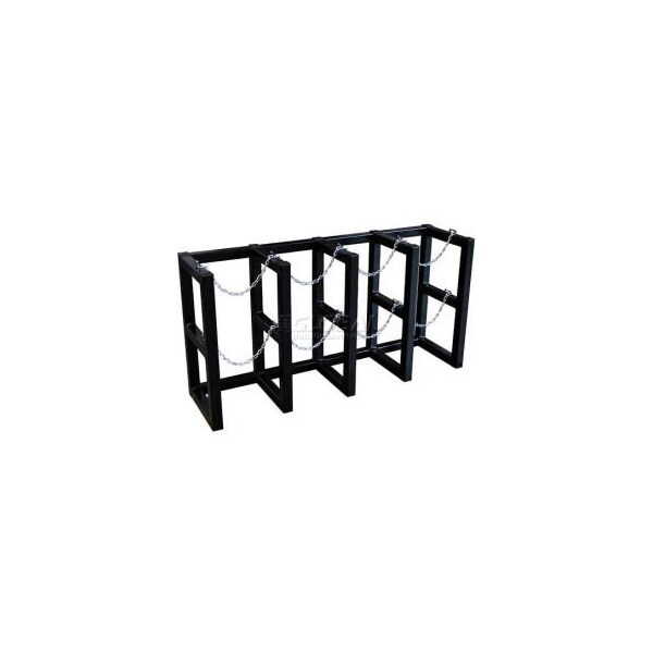 Justrite Stainless Steel Cylinder Tube Rack, 4 Wide x 1 Deep, 58"W x 16"D x 30"H, 4 Cylinder Cap. - 35148