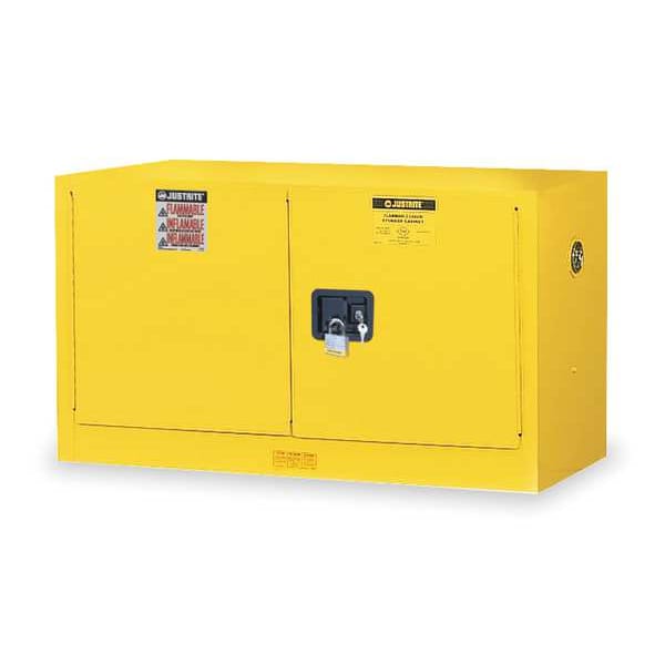 Justrite Flammables Safety Cabinet, 17 gal, 1 Shelves, Steel, 43 in W x 24 in H x 18 in D, Yellow - 891720