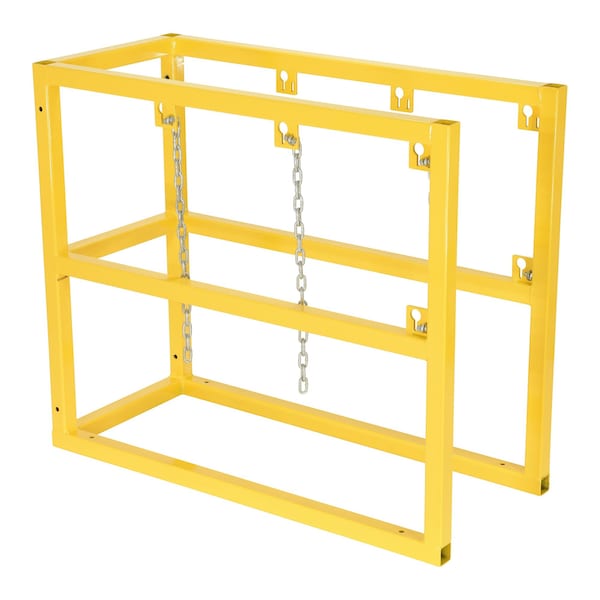 Vestil Yellow Powder Coat Steel Cylinder Barricade Rack 3 Cylinder Capacity - CYL-FMSR-3