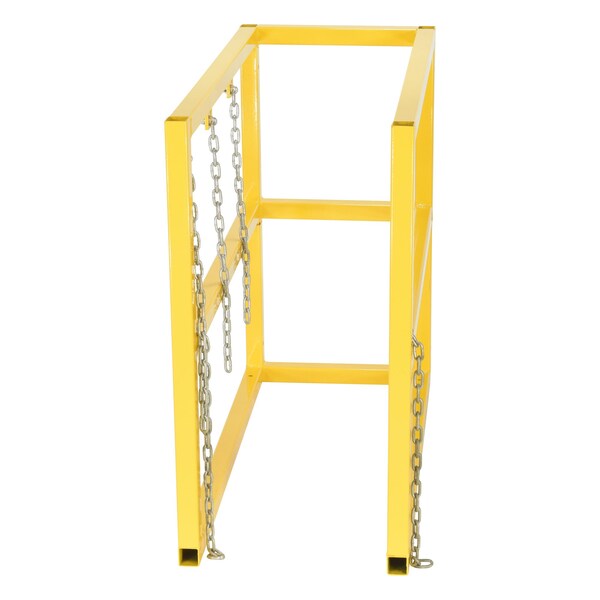 Vestil Yellow Powder Coat Steel Cylinder Barricade Rack 3 Cylinder Capacity - CYL-FMSR-3