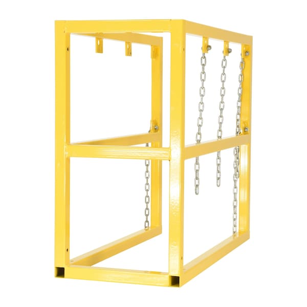 Vestil Yellow Powder Coat Steel Cylinder Barricade Rack 3 Cylinder Capacity - CYL-FMSR-3