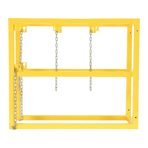 Vestil Yellow Powder Coat Steel Cylinder Barricade Rack 3 Cylinder Capacity - CYL-FMSR-3