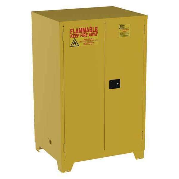 Jamco Flammables Safety Cabinet, 90 gal, 2 Shelves, Steel, 43 in W x 70 in H x 34 in D, Yellow - FM90YP