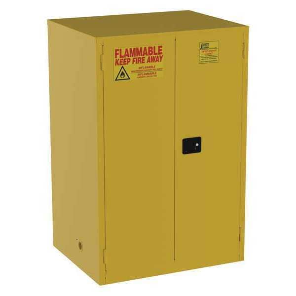 Jamco Flammables Safety Cabinet, 90 gal, 2 Shelves, Steel, 43 in W x 65 in H x 34 in D, Yellow - BS90YP