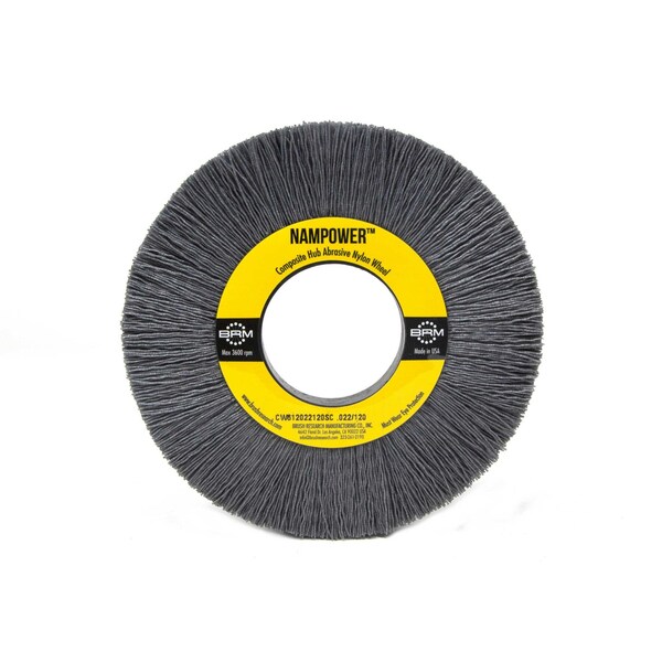 Nampower Brush CW61040120SC NAMPOWER Abrasive Wheel Brush, 6" Diameter, 120SC, 2" Arbor Hole, 1.5" Trim Length - CW61040120SC