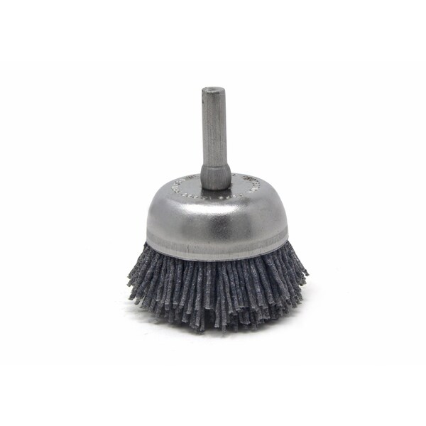 Brush Research Manufacturing BNH16AY80SC 1.750" Small Dia. Cup Brush, 80 Grit Silicon Carbide, .250" Shank Dia., .500" Trim - BNH16AY80SC