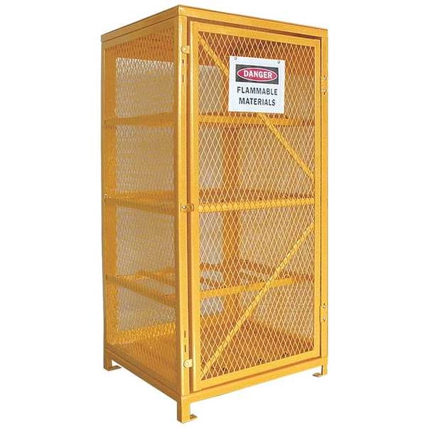 Condor Gas Cylinder Cabinet, 8 Horizontal Cylinders, 65 in H, 31 in W, 30 in Depth, Steel, Yellow - 5CHL1