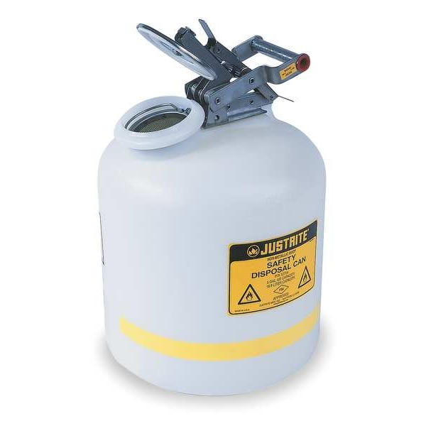 Justrite Disposal Can, 5 Gal., White, Polyethylene - 12754
